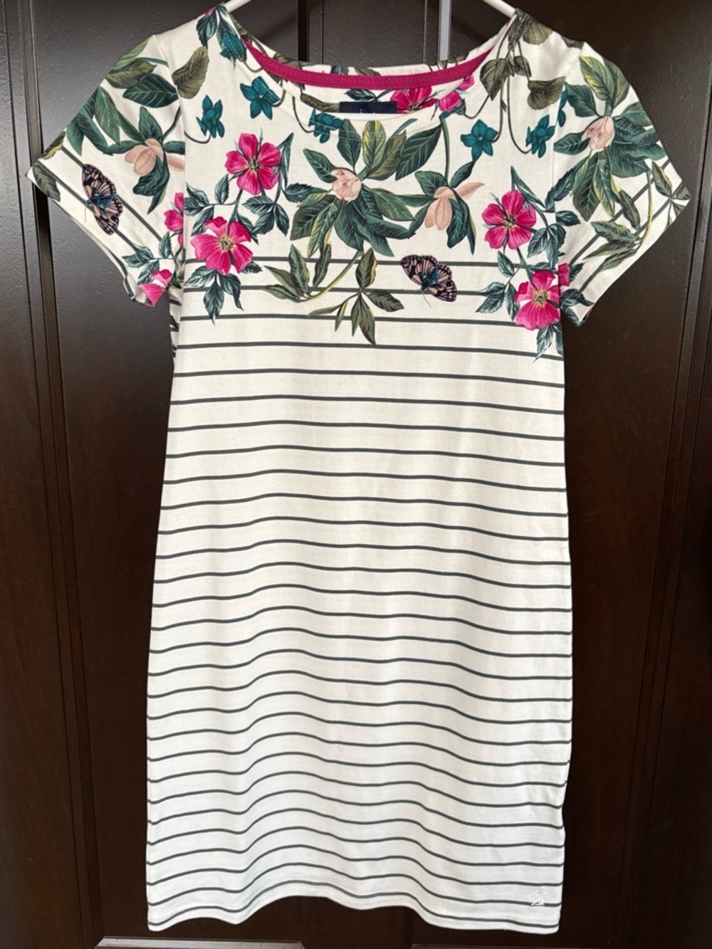 NWOT Joules Riviera Dress Cream Botanical Stripe Size 2